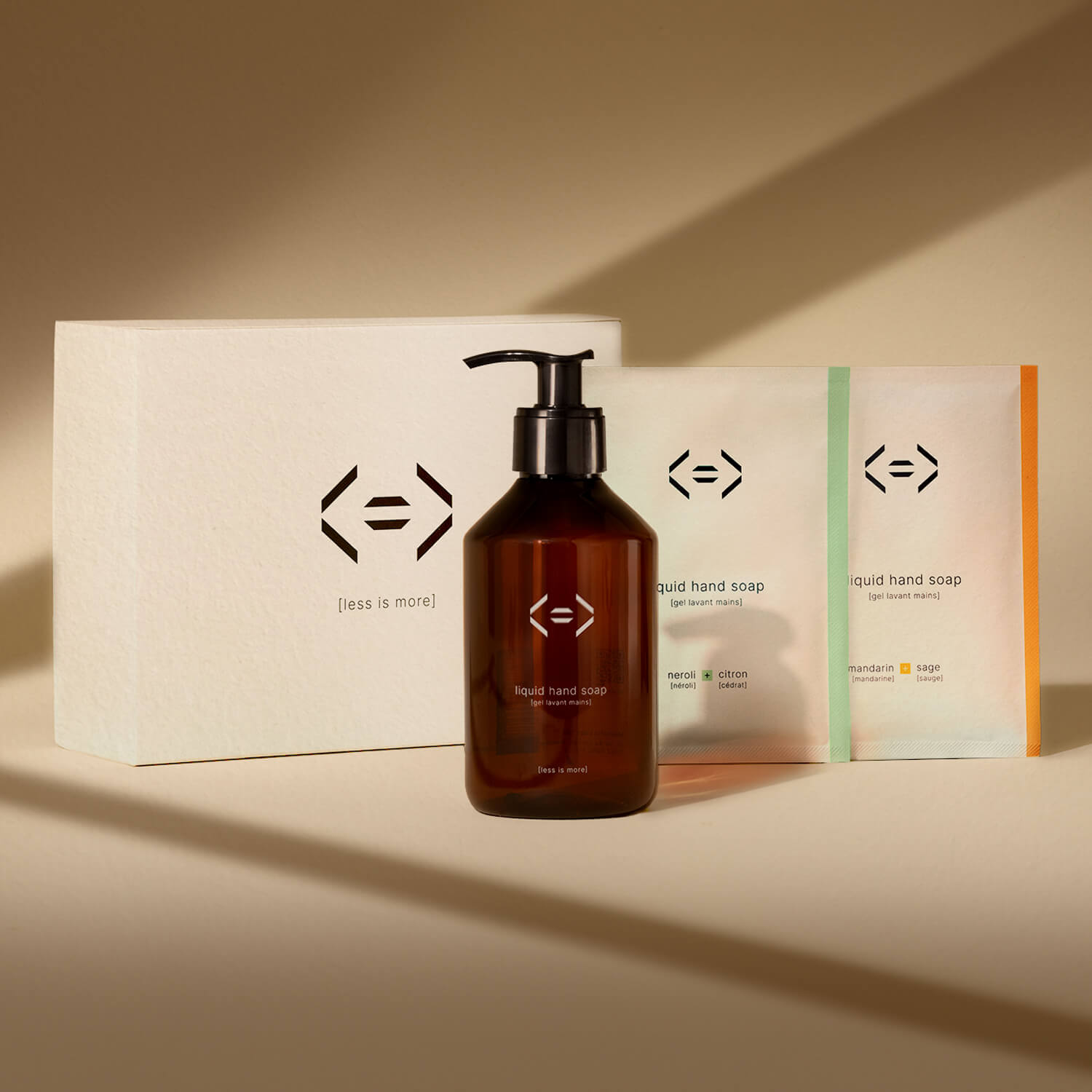 coffret gels lavant mains 2 recharges et 1 bouteille